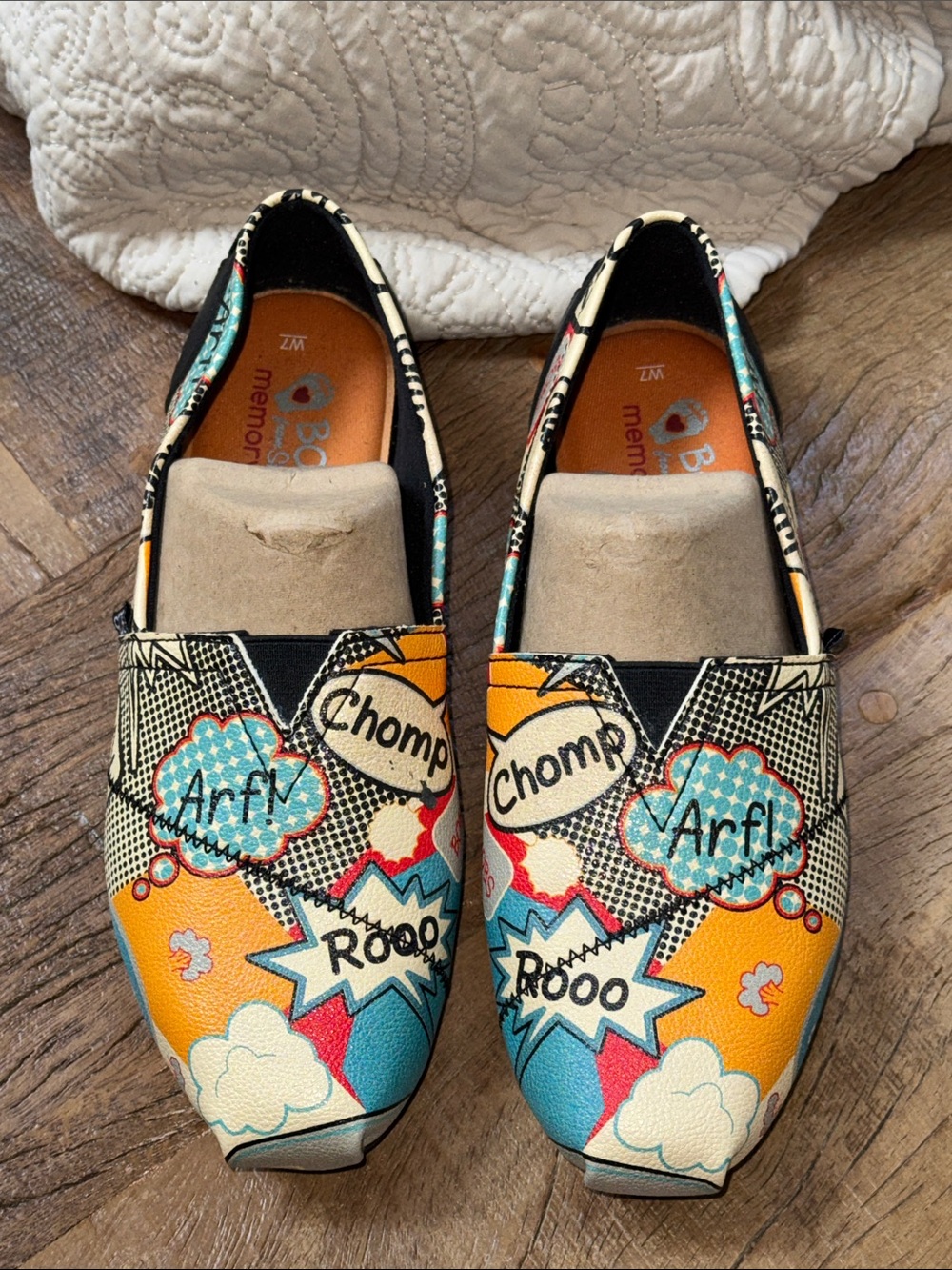 Bob’s Shoes Onomatopoeia Comic SlipOn Flats All Day Comfort Teachers Memory Foam